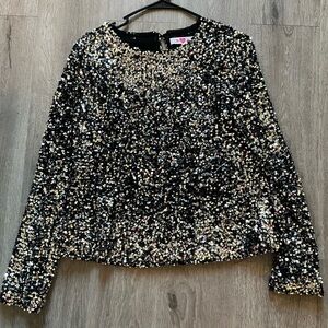 Buddy Love Black and Silver Sequin Blouse
